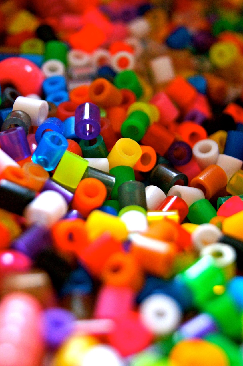pearls, multicoloured, plastic